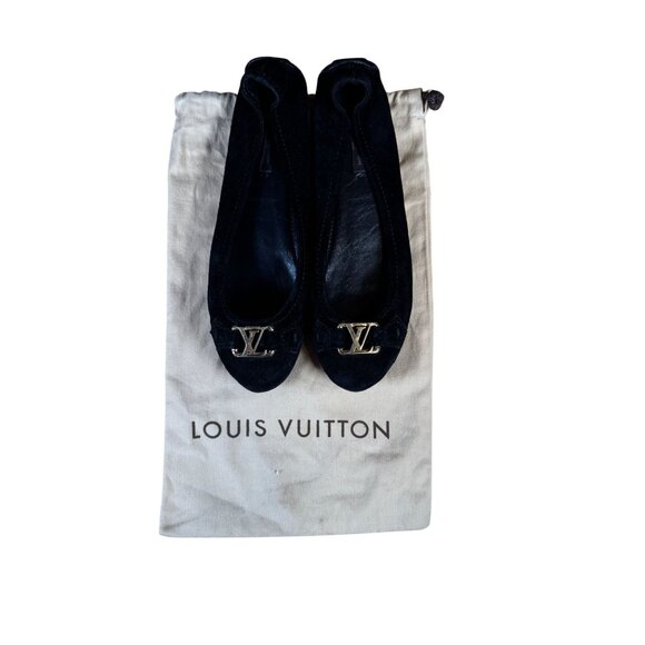Louis Vuitton Black Suede LV Monogram Buckle Driving Loafer Size 37.5 - Picture 1 of 9